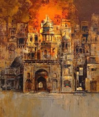 Asghar Ali, 24 x 30 Inch, Oil on Canvas, Cityscape Painting, AC-AGA-007